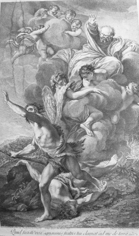 Quid fecisti vox sanguinis fratis tui clamat ad me de terra, Gen:Cte:4. (Caín y Abel)