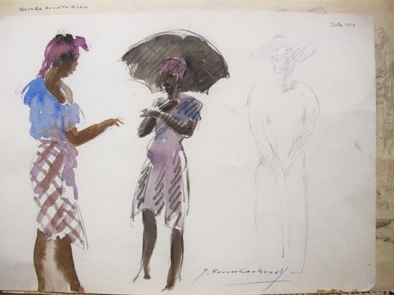 Mujeres y Boceto (Acuarela)