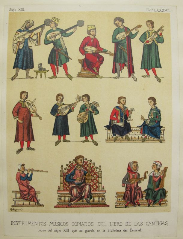 Instrumentos Músicos Copiados del Libro de las Cantigas - Siglo XIII, Estª. LXXXVII