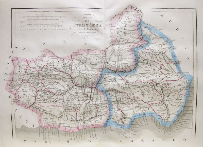 Mapa de las Provincias de Granada y Almeria.