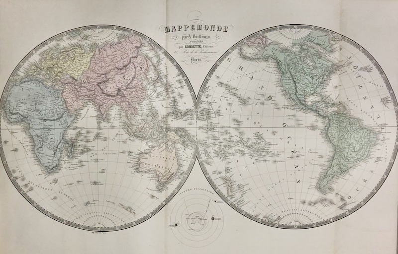 MAPPEMONDE par A. Vuillemin publiée par Migeon [con] Systeme Planétaire