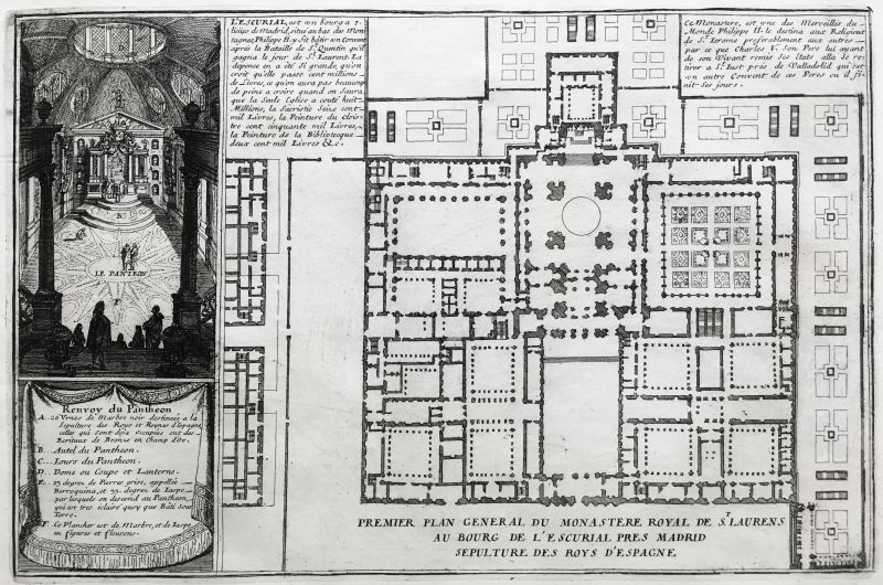 Premier plan general du Monastere Royal de St. Laurens au bourg de L'Escurial pres Madrid sepulture des Roys d'Espagne (Escorial)