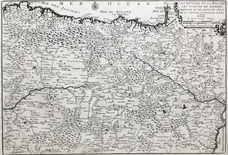 Les Asturies et la Biscaye, les Royaumes de Navarre, d' Arragon et de Leon, et celuy de la Vieille Castille / Asturias, Bizcaya, los reinos de Navarra y Aragón, y de Castilla la Vieja