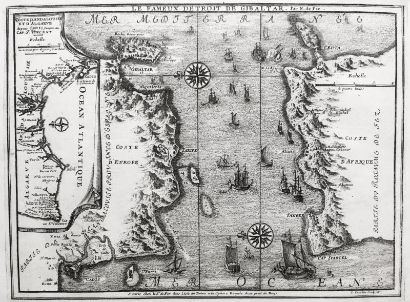 Le Fameux detroit de Gibraltar, Coste d' Andalusie et d' Algarve depuis Cadis jusque au Cap. St. Vincent / El famoso Estrecho de Gibraltar, Costa de Andalucía y Algarve, y de Cadiz a Ciudad del Cabo, San Vicente