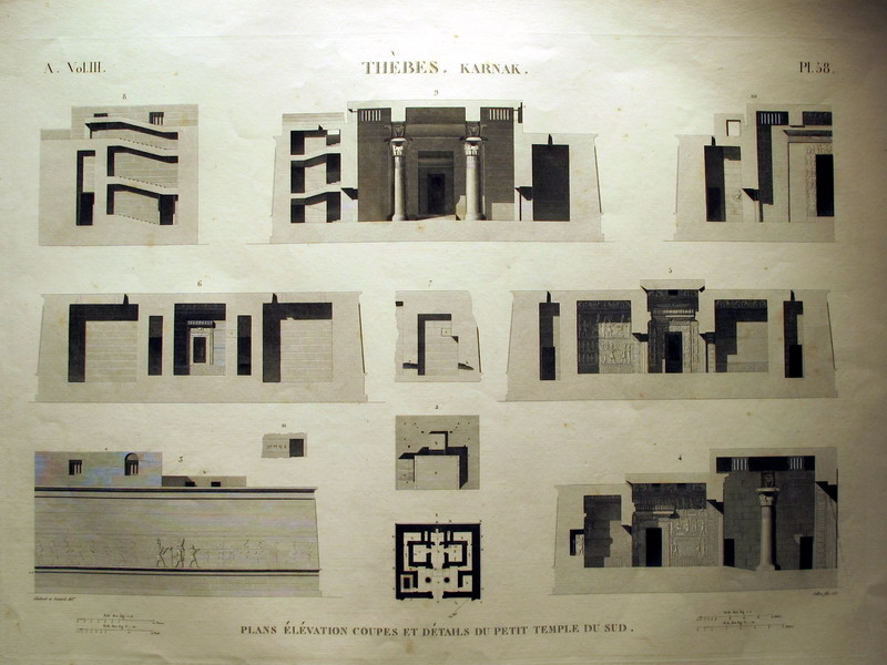 THÈBES, Karnak. A.Vol.III-Pl.58 - Plans elevatation coupes et details du petit temple du sud