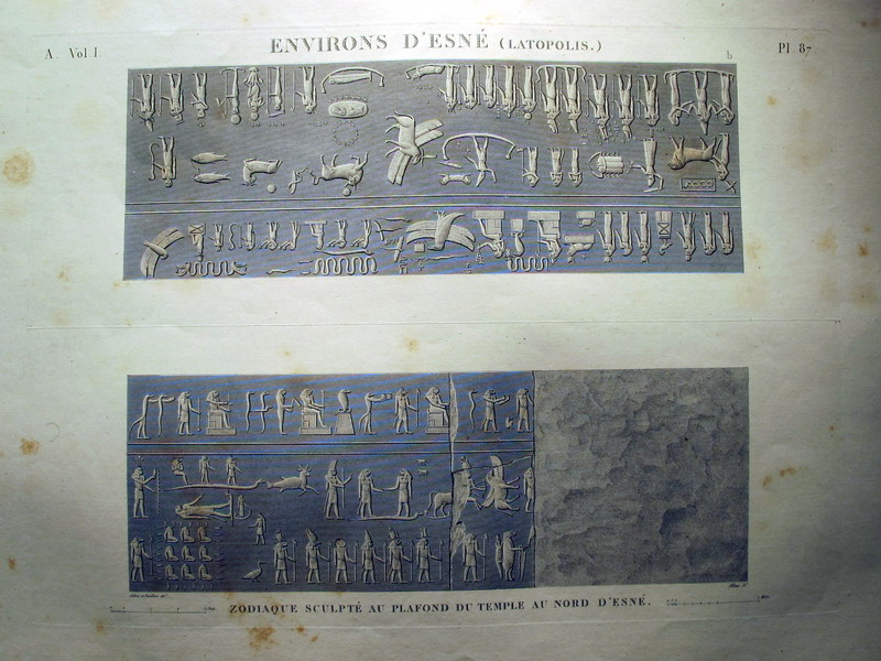 Environs d'Esné (LATOPOLIS). A.Vol.I-Pl.87 - Zodiaque Sculpté au Plafond du Temple au Nord d'Esné [Fondo gris]