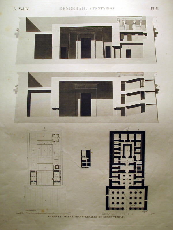DENDERAH (Tentyris). A.Vol.IV-Pl.8 - Plans et Coupes Transversales du Grand Temple