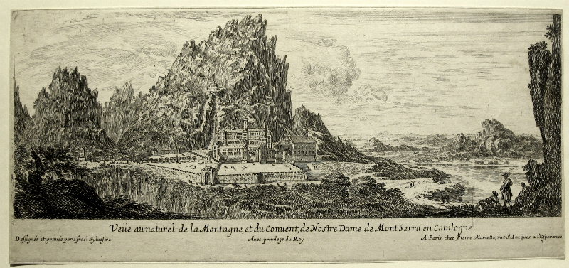 Veüe au naturel de la Montagne, et du Conuent de Notre Dame de Mont Serra en Catalogne