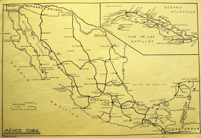 Mapa de Méjico y Cuba / Mapa Postal