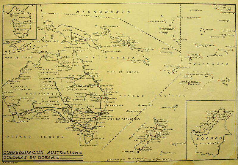 Confederación Australiana, Colonias en Oceania / Mapa Postal