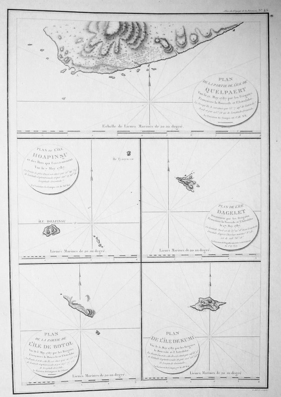 Plan de la Partie de l'Île de Quelpaert | Plan de l'Île Hoapinsu et de Îlots qui l'environment | Plan de l'Île Dagelet | Plan de la Partie de L'Île de Botol | Plan de l'Île de Kumi