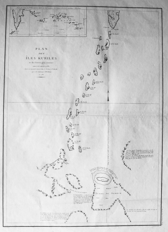 Plan des Îles Kuriles et des Terres peu connues situées à la suite de ces Îles