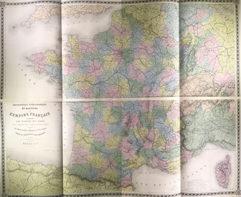 Carte Orographique Hydrographique et Routière de l' Empire Français comprenant le Bassin du Rhin et la Région des Alpes Occidentales d' après les Etats-Majors Français et Etrangers / Mapa hidrográfico y Orográfico del Imperio Francés ...