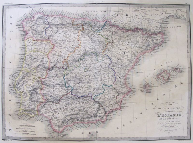 Carte de la Peninsule comprenant L' Espagne et le Portugal (Península Ibérica - España - Portugal)