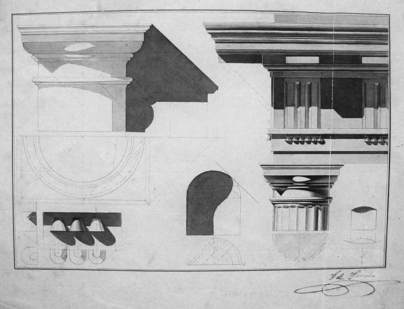 Detalle y Perspectiva de Cornisamento