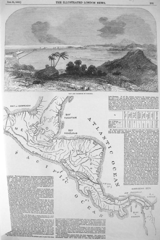 Bay and Harbour of Panama / Bahía y Puerto de Panamá - Vista y Plano