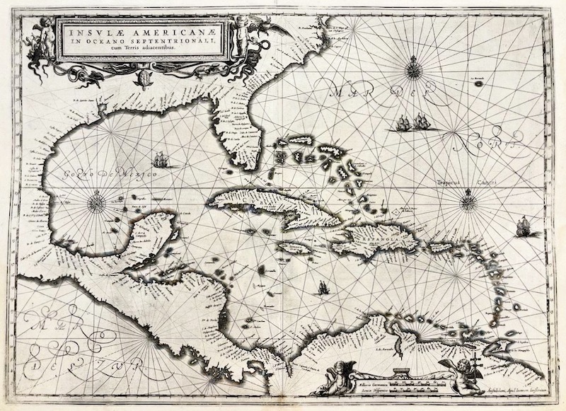 Insulae AMERICANAE in Oceano Septentrionali cum Terris adiacentibus