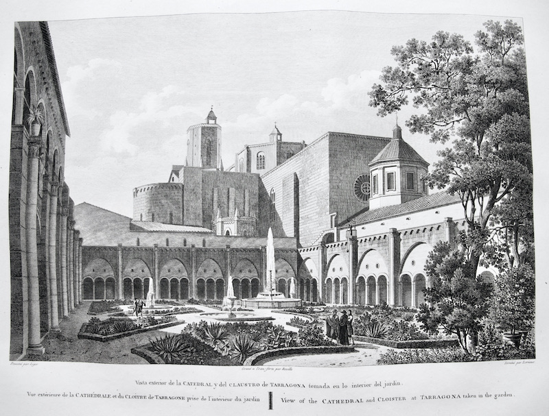 Vista Exterior de la Catedral y el Claustro de Tarragona tomada en lo interior del Jardín