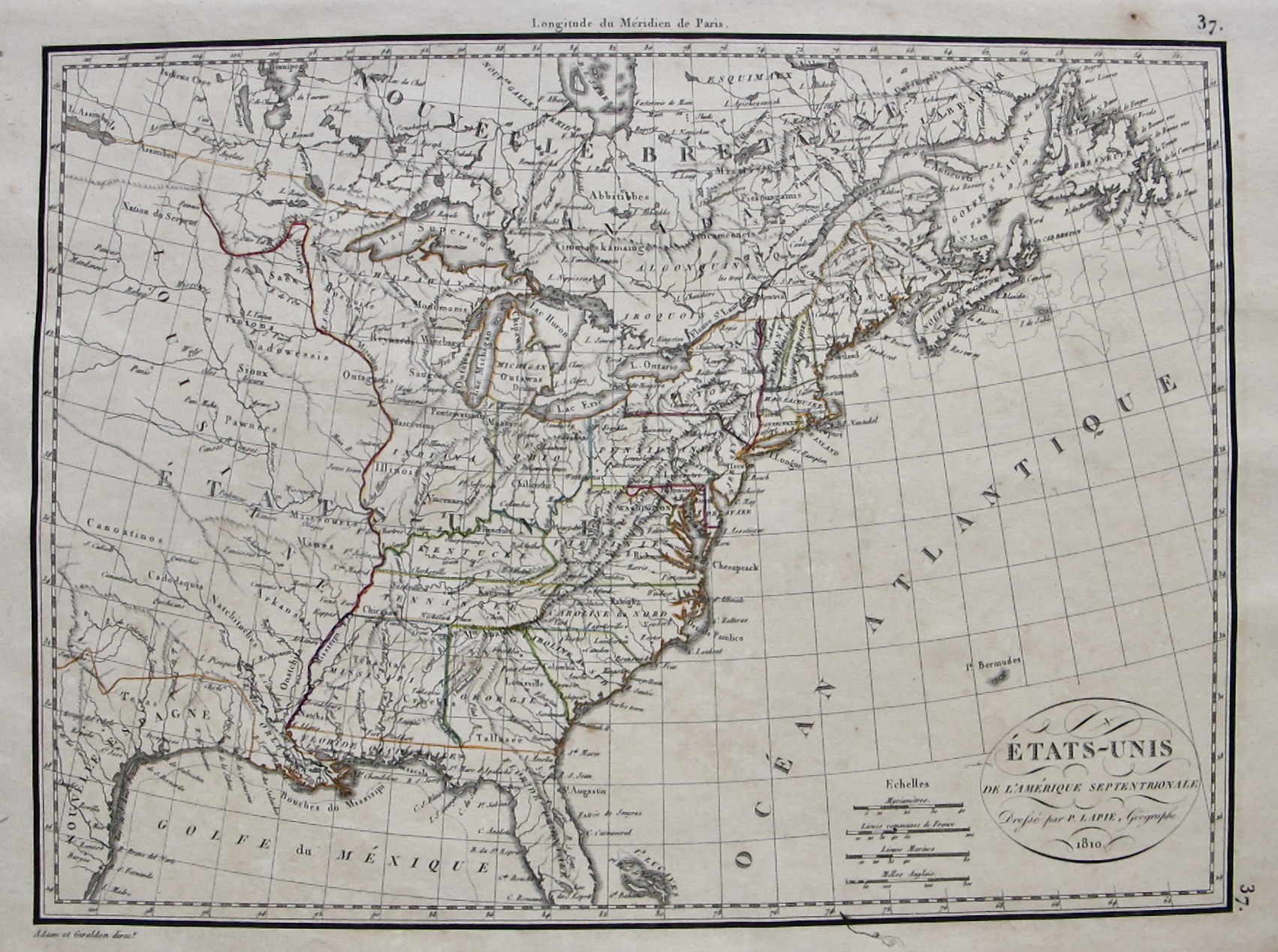Etats Unis, de l' Amerique Septentrionale / Estados Unidos, de America del Norte