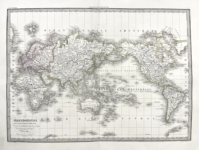 MAPPE-MONDE sur la Projection de Mercator [Mapamundi según la Projección de Mercator]