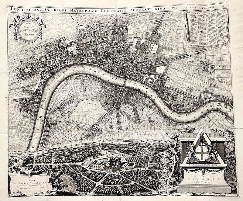 Londini Angliae Regni Metropolis Delineatio Accuratissima Per Petrum Vander Aa ; La Ville de Londres, Capitale de la Grande Bretagne [Plano de Londres]