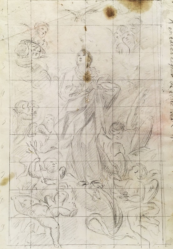 Dibujo preparatorio : Virgen con angelotes