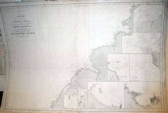 Carte des Cotes de L'Amerique du Sud comprises entre I'lle Ste. Catherine et le Golge San Mathias. La Plata et ses environs.