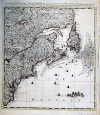 Nouvelle Carte particuliere de L'Amerique ou sont exactement marquees La Nouvelle Bretagne, le Canada ou Nouvelle France, la Nouvelle Ecosse, la Nouvelle Angleterre, la Nouvelle York, la Pensilvanie, Mary Land, la Caroline Septentrionale, L'Ile de Terre..