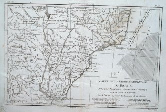Carte de la Partie Meridionale du Bresil avec les Possessions Espagnoles voisines qui en sont a L'Ouest