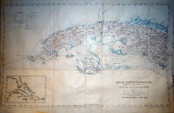 Mapa del Teatro de la Guerra de Cuba comprendiendo la mitad occidental de la Isla desde Santa Clara hasta el Cabo San Antonio