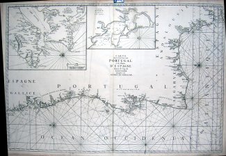 Carte des costes de Portugal et de partie d'Espagne depuis le cap de Finisterre jusques au Detroit de Gibraltar