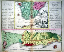 Castellum Gibraltar in Andalucia situm, cum celebri Freto inter Europam et Africam...Portubus et Castellis accurate designatum cura et limpibus