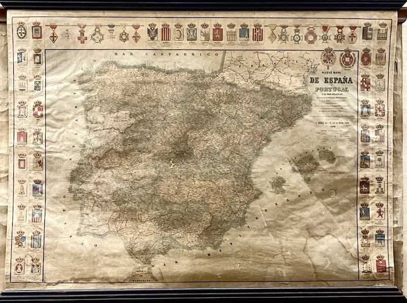 Nuevo Mapa de España y Portugal y de sus Colonias ilustrado con los 49 Escudos de sus Provincias [...]
