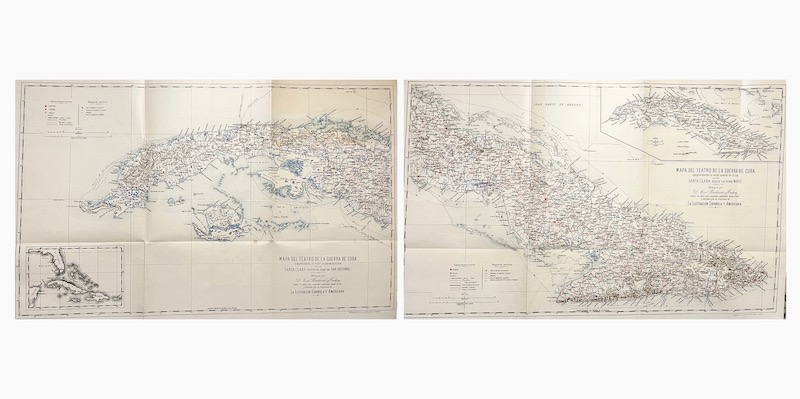 [2 HOJAS] Mapa del Teatro de la Guerra de Cuba