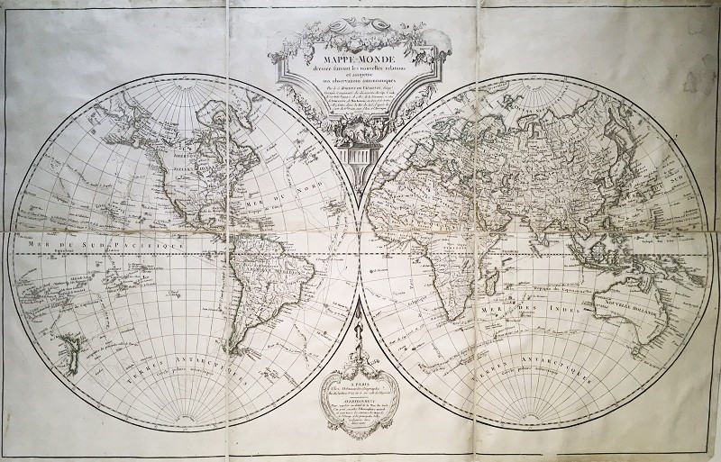 MAPPE MONDE dressée suivant les nouvelles relations et assujettie aux observations astronomiques