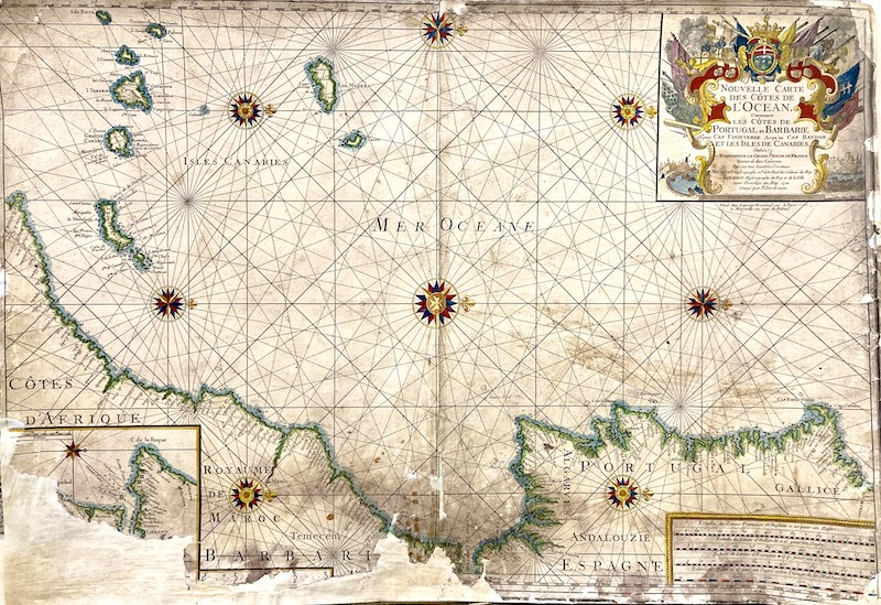 Nouvelle Carte des Côtes de l' Ocean Contenant les Côtes de Portugal et Barbarie dépuis Cap Finisterre jusqu'au Cap Baydor et les Isles de Canaries