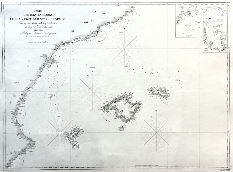 Carte des Iles Baleares et de la Cote Orientale d' Espagne Comprise entre Alicante et le Cap St. Sebastien [Carta de las Islas Baleares y de la Costa Oriental de España]