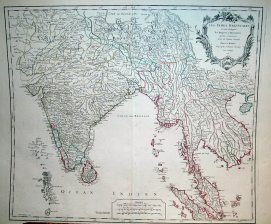 Les Indes Orientales ou sont distingues les Empires et Royaumes qu'elles contiennent.