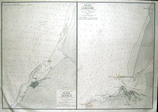 Costa occcidental de Africa. Plano del fondeadero de Arzila / Plano del fondeadero de Larache, segun los trabajos franceses e ingleses mas recientes