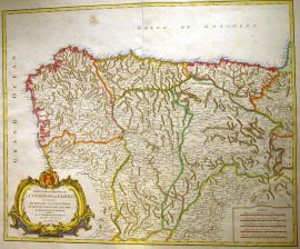 Partie Septentrionale de la Couronne de Castille ou se trouvent les Royaumes de Castille Vieille, de Leon, de Gallice (Galicia), des Asturies (Asturias), la Biscaye (Vizcaya) et la Navarre (Navarra)