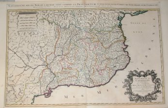Principaute de Catalogne ou sont compris Les Comtes de Roussillon et de Cerdagne divises en leurs Vigueries