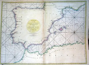 A chart of the Coasts of Spain and Portugal with the Balearic Islands and part of the Coast of Barbary