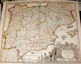 Carte Generale des Royaumes D'Espagne et de Portugal Avec Leurs Principales Divisions. Pour l'usage de Ceux qui sont curieux de voir les Marches, entreprises et des Armees en ce pais la tant par Mer que par Terre