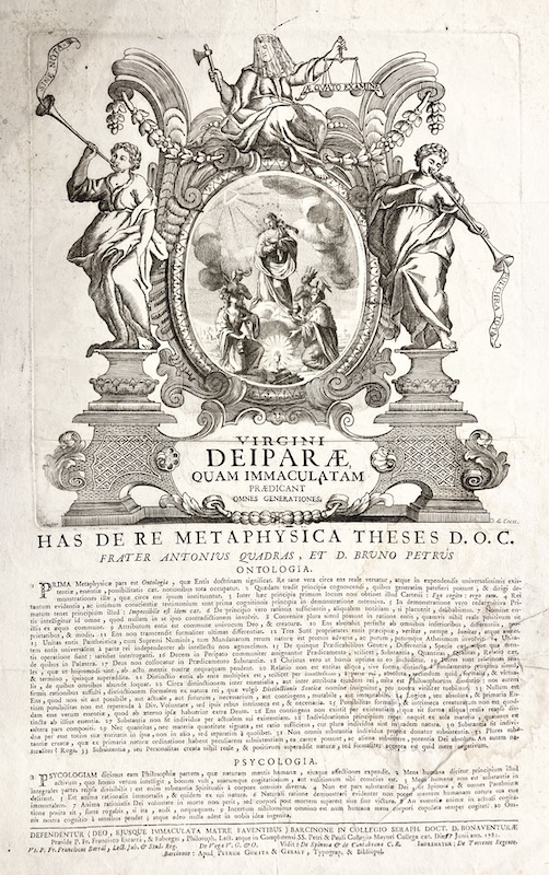 Virgini Deiparae quam Immaculatam [...] Has de re Metaphysica Theses D.O.C. Frater Antonius Quadras et D. Bruno Petrus