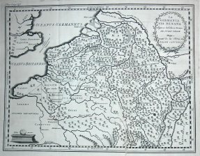 La Germania cis renana según se hallaba en tiempos de Julio Cesar. Mapa sacado de las obras de Filipe Cluverio