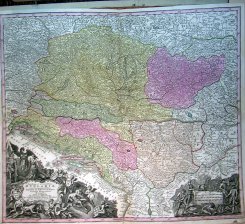 Novissima et accuratissima Hungariae...circumjacentibus Regnis et Principatibus in mappa Geographica Designatio. Caelo et Imperilis  (Balcanes)