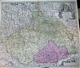Mappa Geographica Regnum Bohemiae cum adiunctis Ducatus Silesiae et Marchionatib, Moraviae et Lusatiae repraesentans Cura et sumtibus