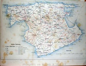 Strassennetz von Mallorca im jahre 1870