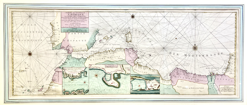 Carte des Costes de L'Afrique sur la Mer Mediterranee et le Detroit de Gibraltar, les Isles de Madere et des Canaries, iusques a Tungarral