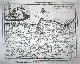 Nouvlle Carte de Biscaye avec les grans Chemins, etc.